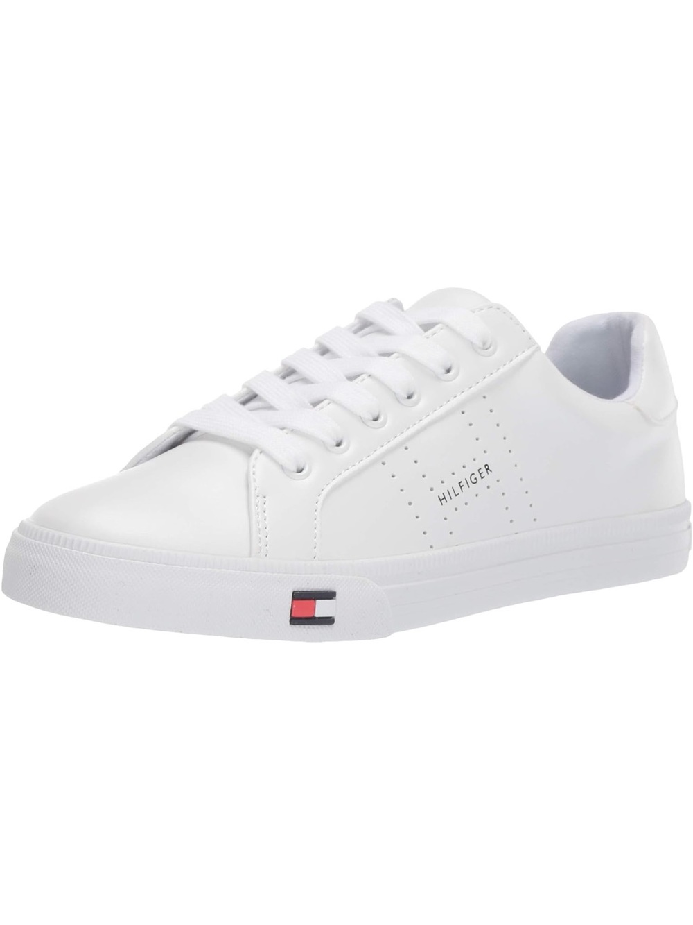 Tommy Hilfiger Luster White Low-Top Faux Leather Sneakers with Logo